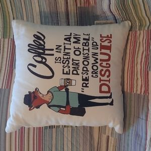 10" Accent Toss Pillow Couch Bed Chair Whimsical Fox Coffee Design Fun Gift NEW